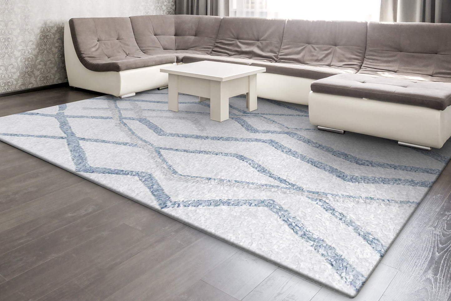 Jasmine Shaggy 3266-157 Cream/Blue Area Rug