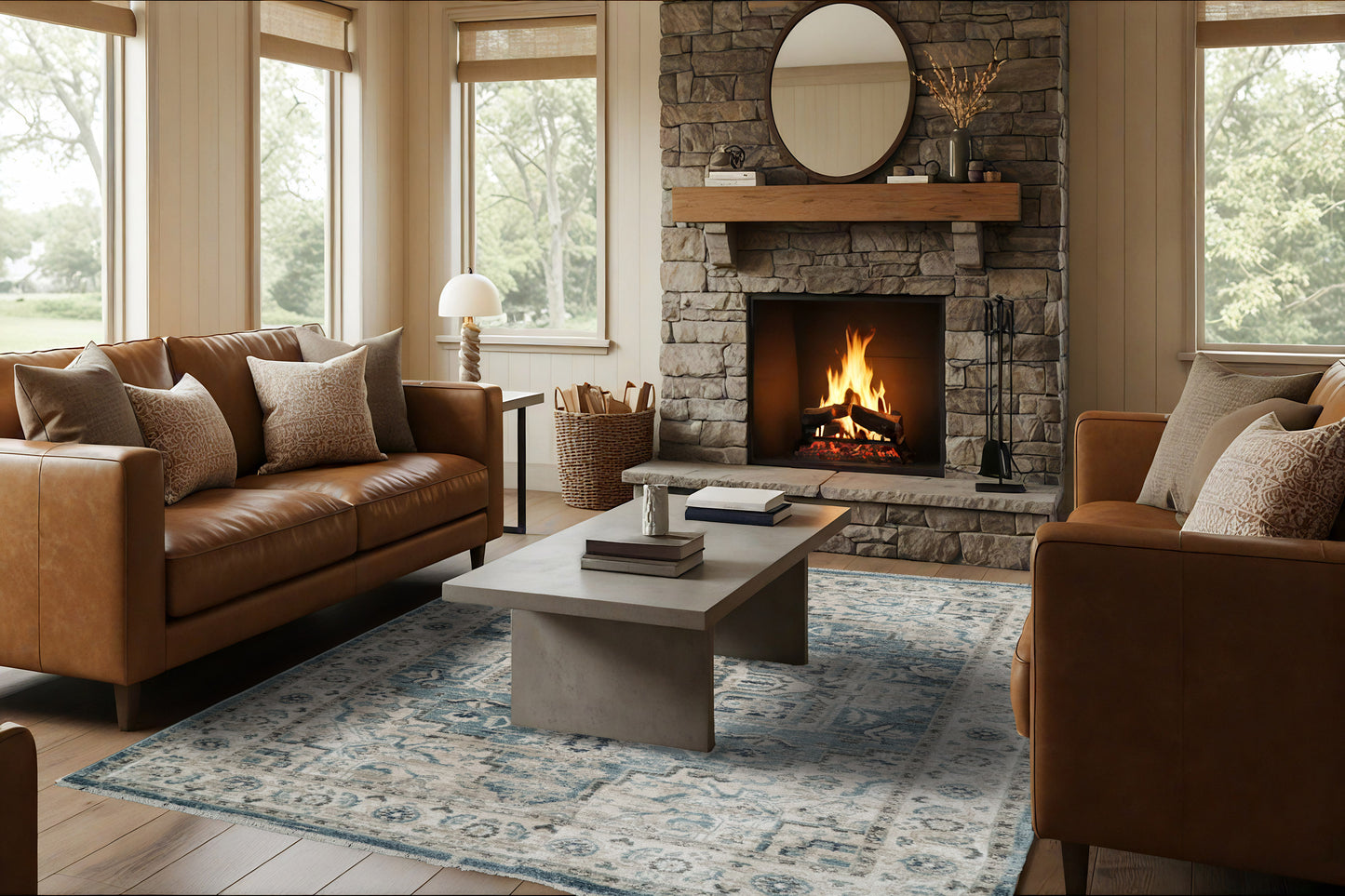 Adorn 500-6882 Light Blue/Cream Area Rug