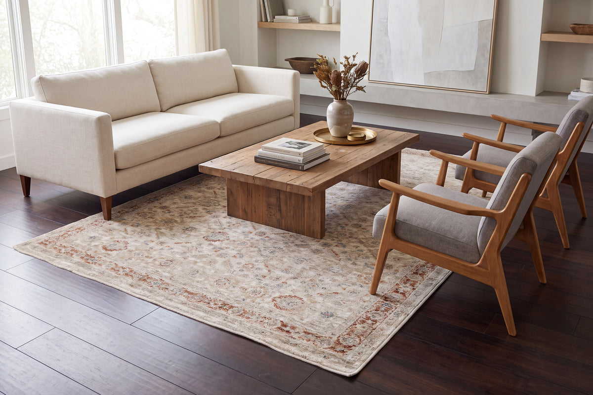 Luminous 17601-183 Cream/Beige/Red Area Rug