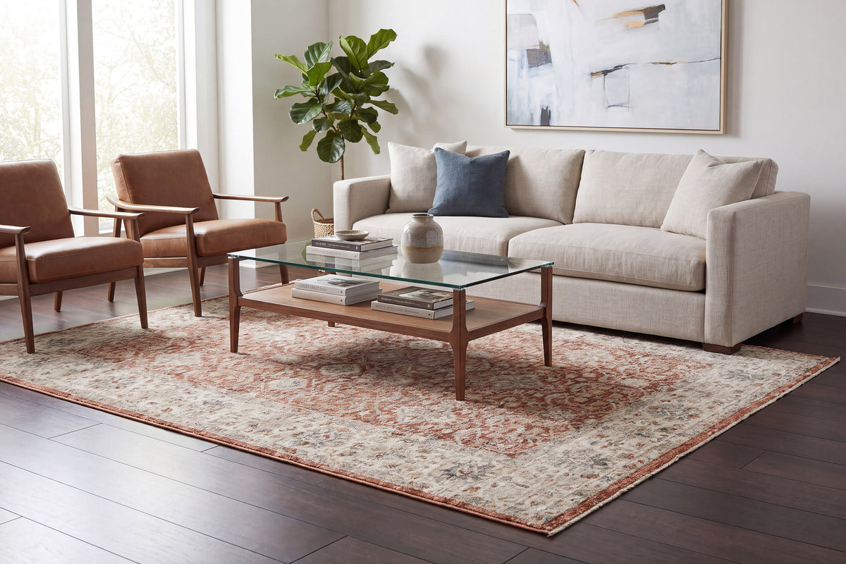 Luminous 17603-610 Rust/Cream Area Rug