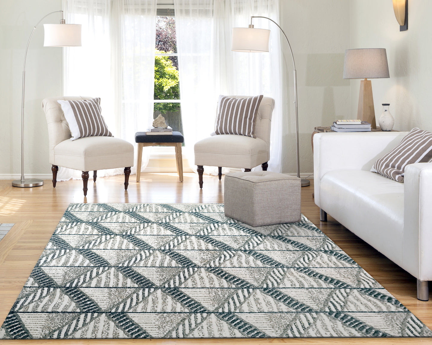 Myth 7292-159 Cream/Blue/Light Grey Area Rug