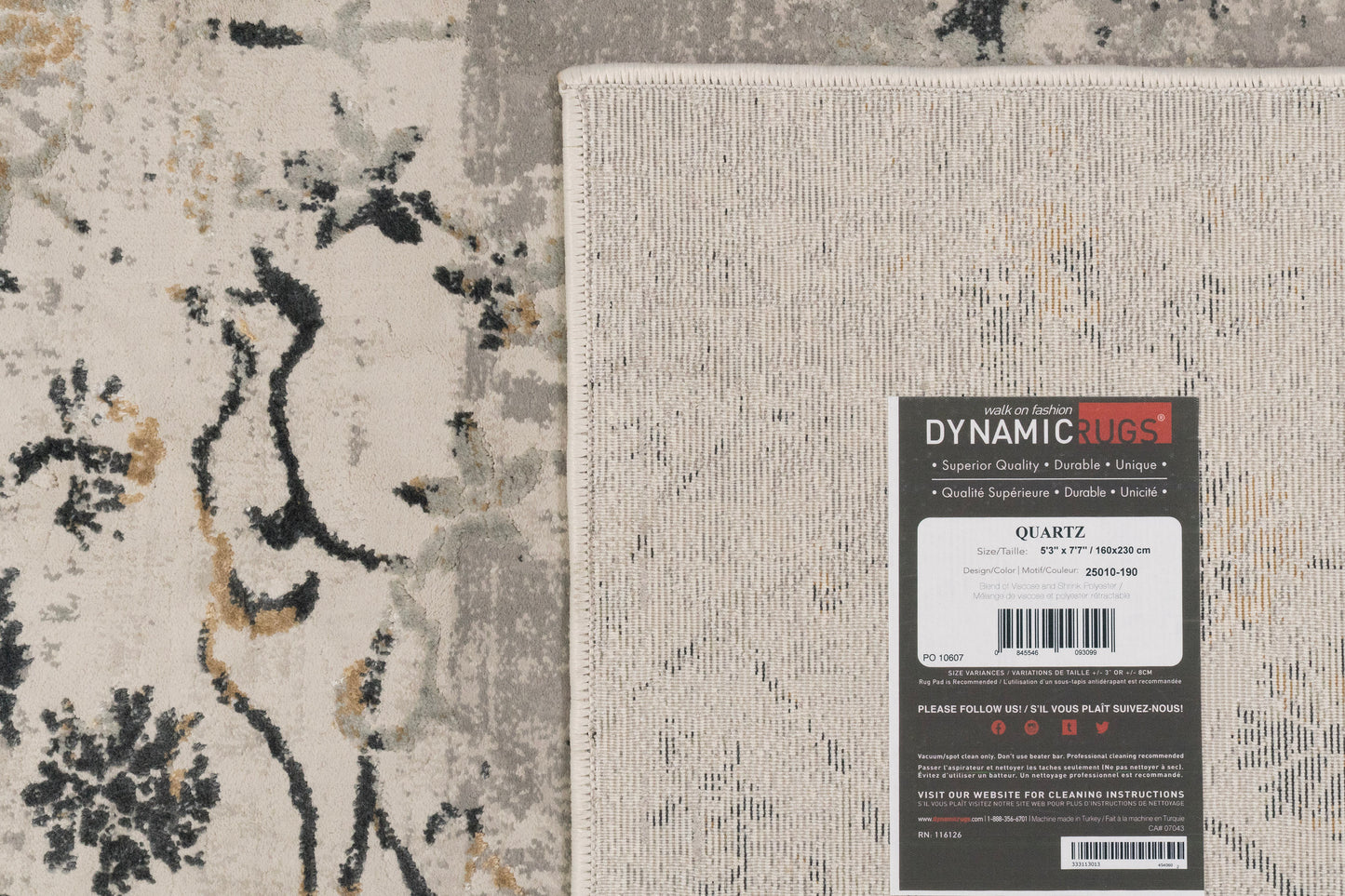 Quartz 25010-190 Light Grey Area Rug