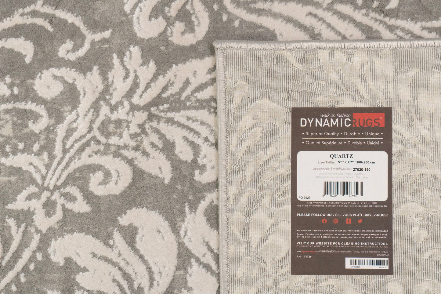 Quartz 27020-190 Light Grey Area Rug