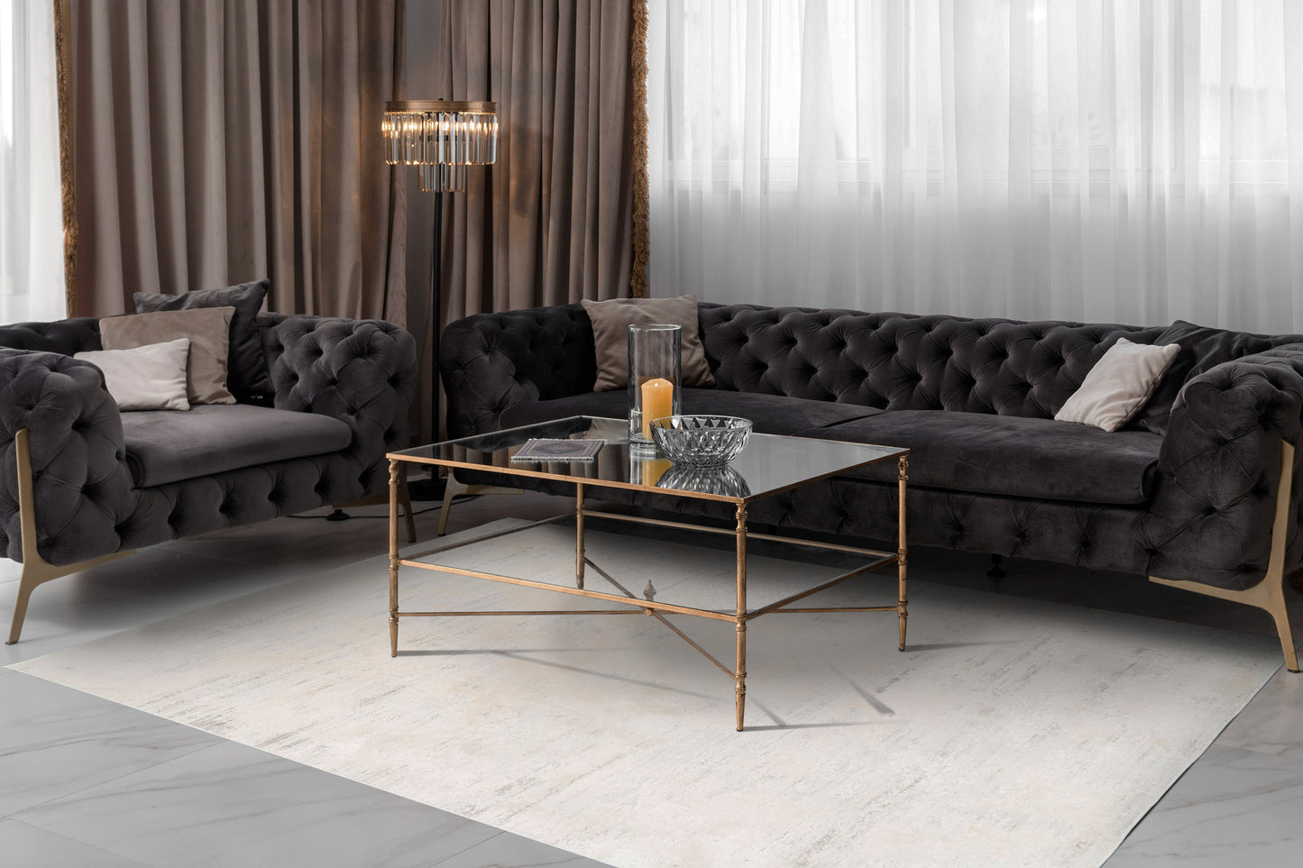 Quartz 27031-110 Ivory/Beige Area Rug