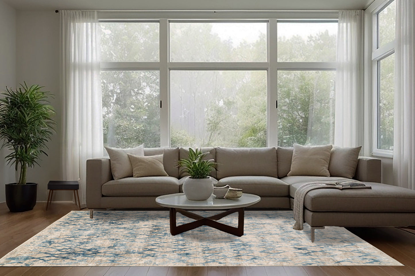 Quartz 27039-500 Ivory/Blue Area Rug