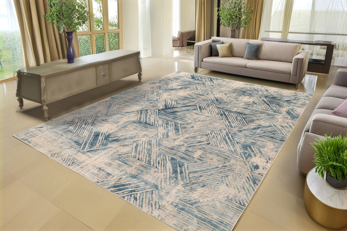 Quartz 27041-150 Beige/Blue Area Rug