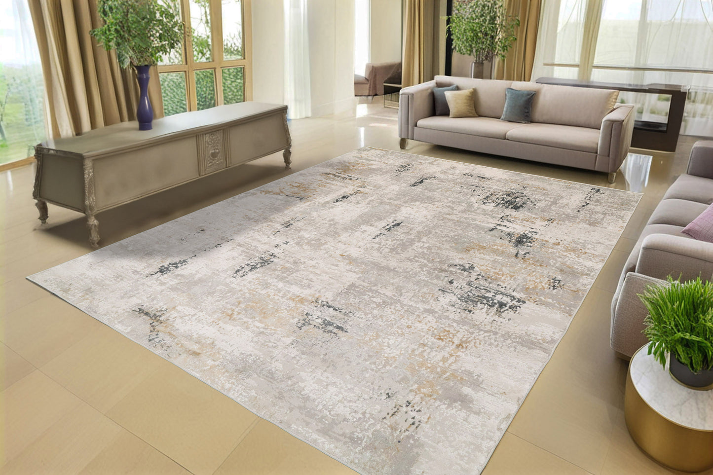 Quartz 27048-190 Ivory/Grey Area Rug
