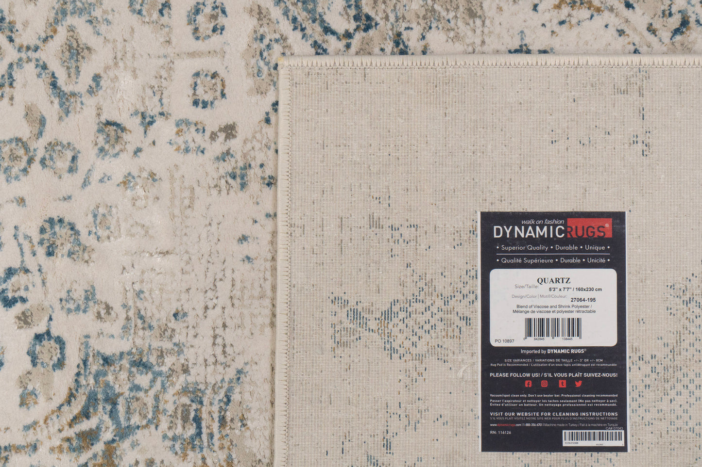 Quartz 27064-195 Ivory/Grey/Blue Area Rug