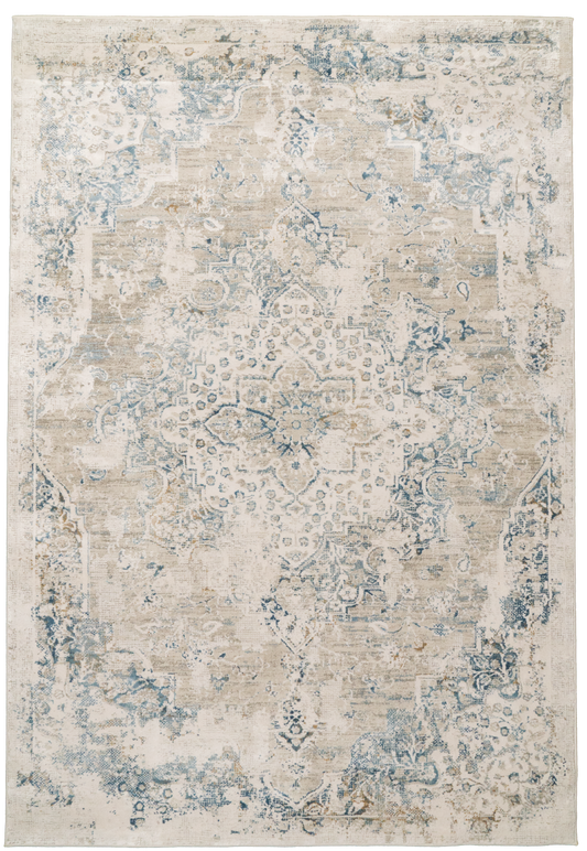 Quartz 27064-195 Ivory/Grey/Blue Area Rug
