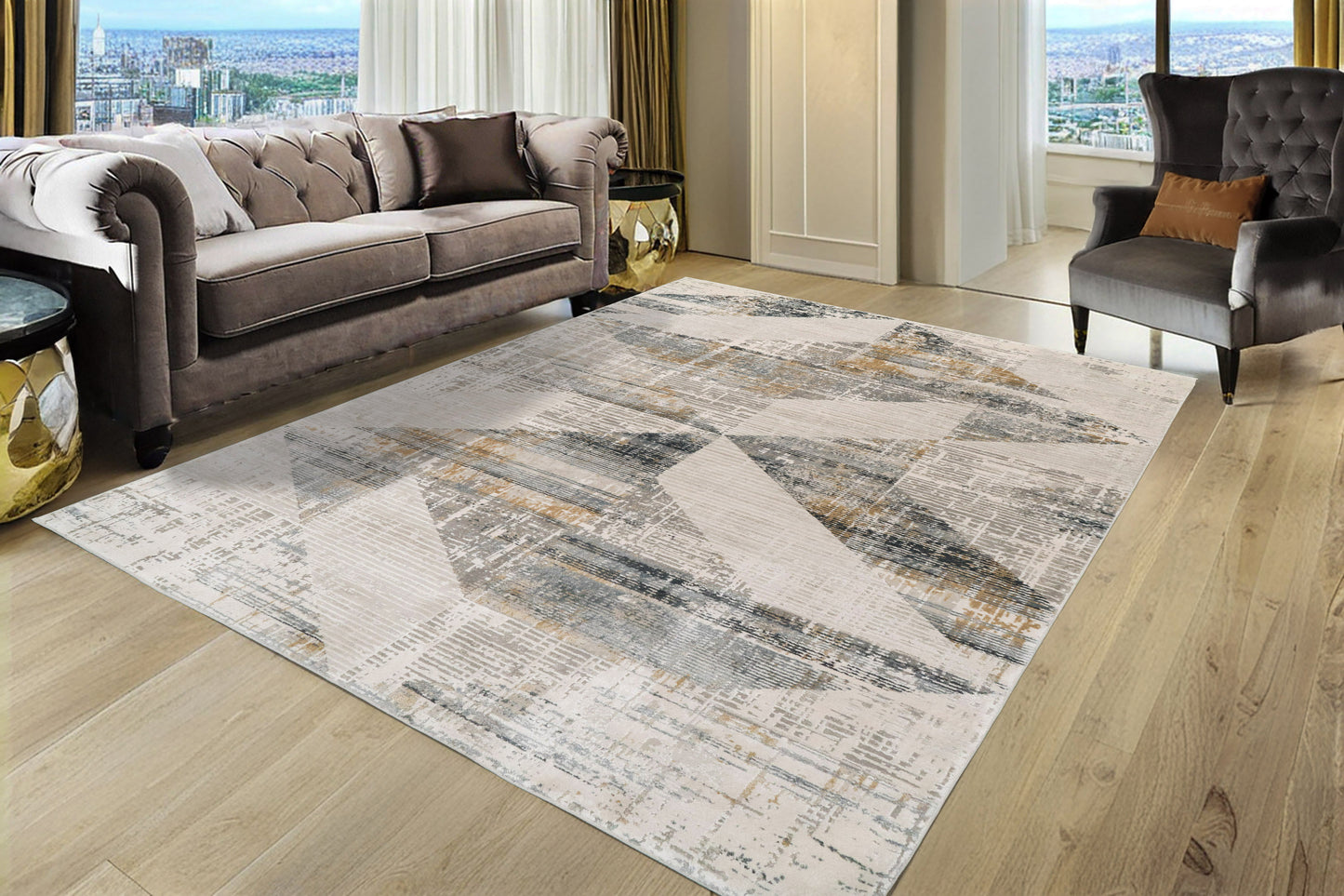 Quartz 27072-155 Ivory/Slate Area Rug