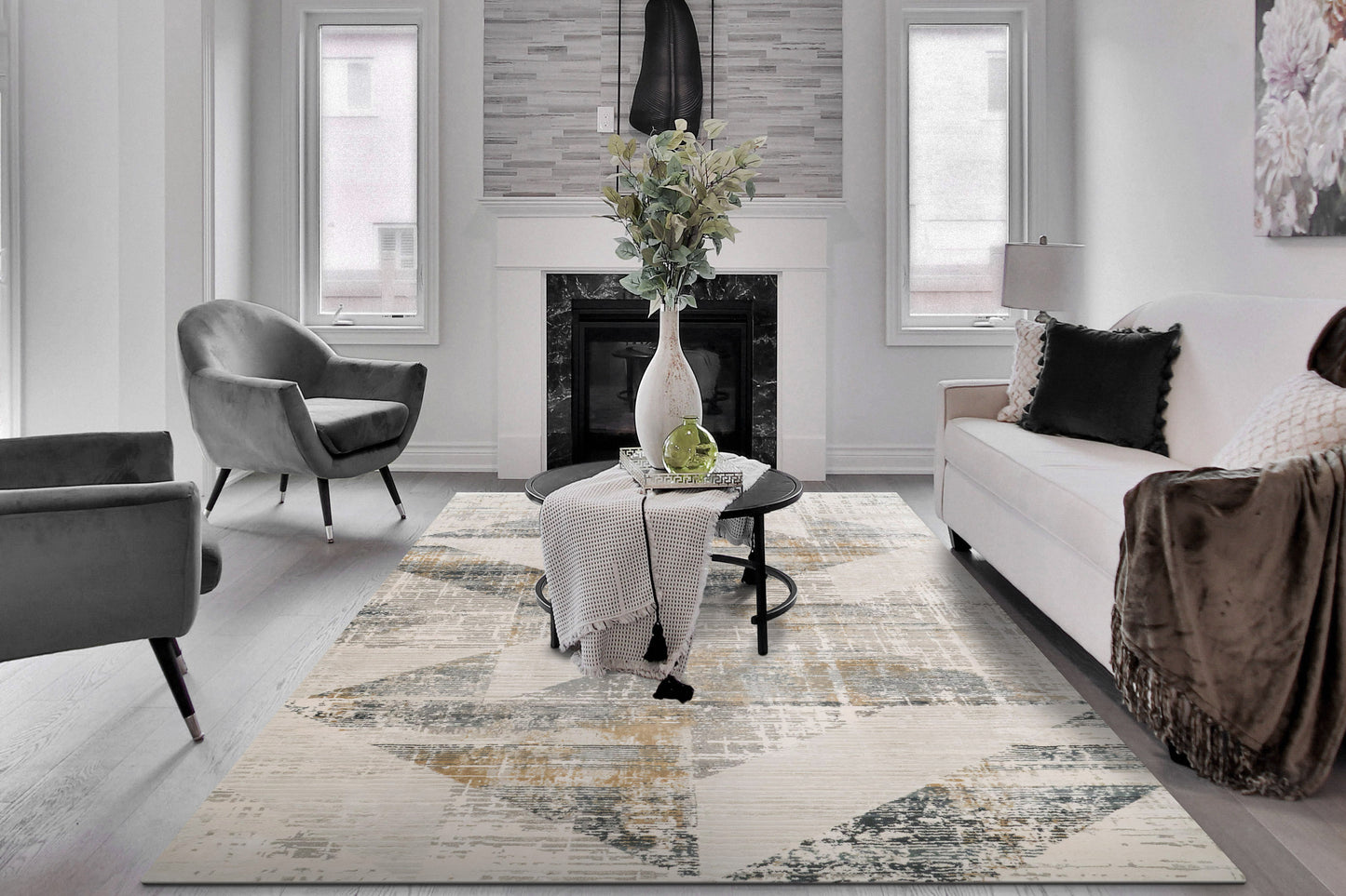 Quartz 27072-155 Ivory/Slate Area Rug