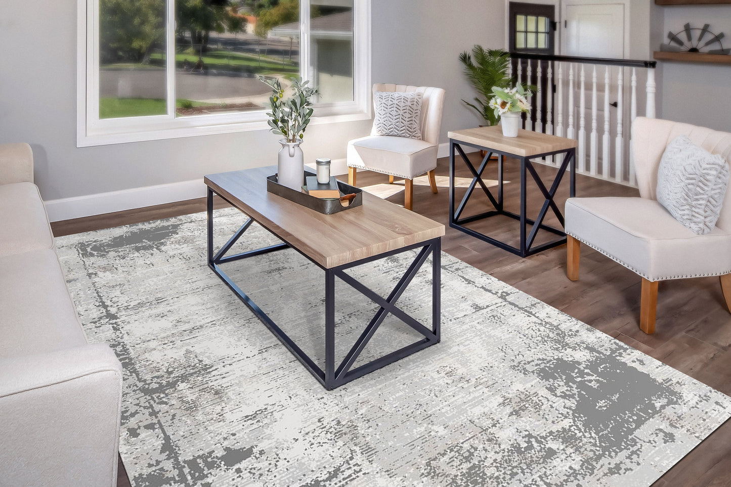 Riley 6031-908 Grey/Beige Area Rug