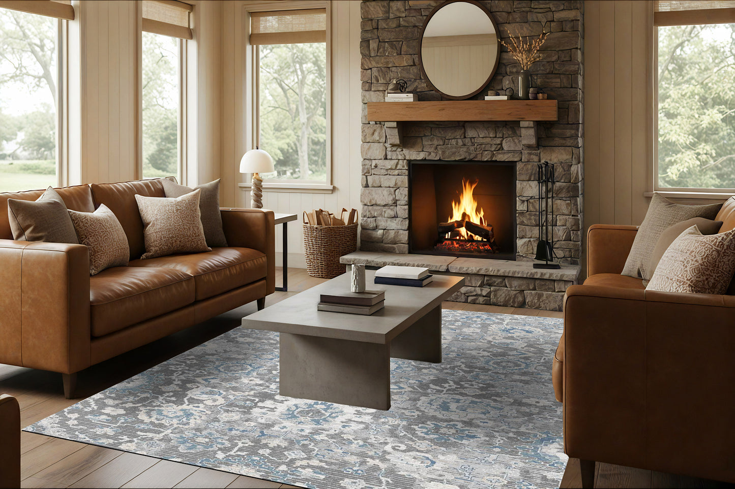 Riley 6034-905 Grey/Blue Area Rug