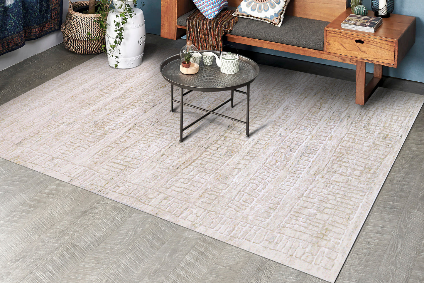 Roma 3181-110 Cream/White Area Rug