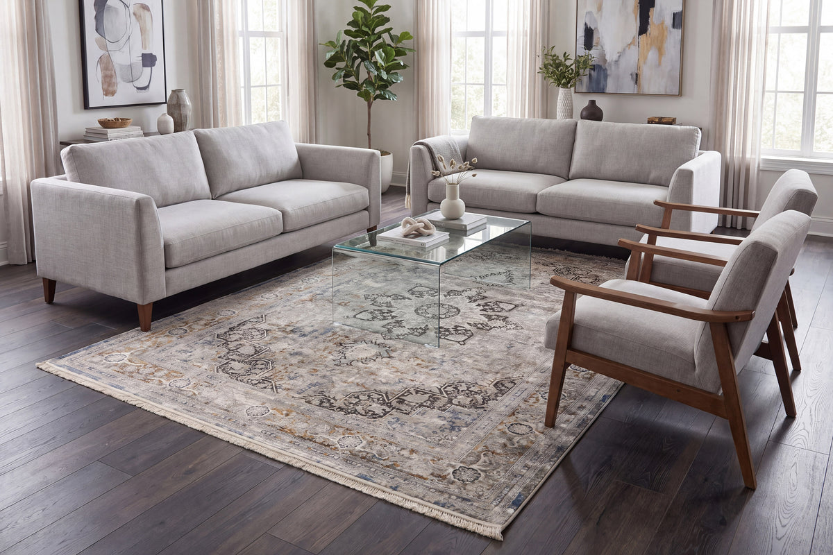 Ruby 2185-197 Ivory/Grey/Gold Area Rug