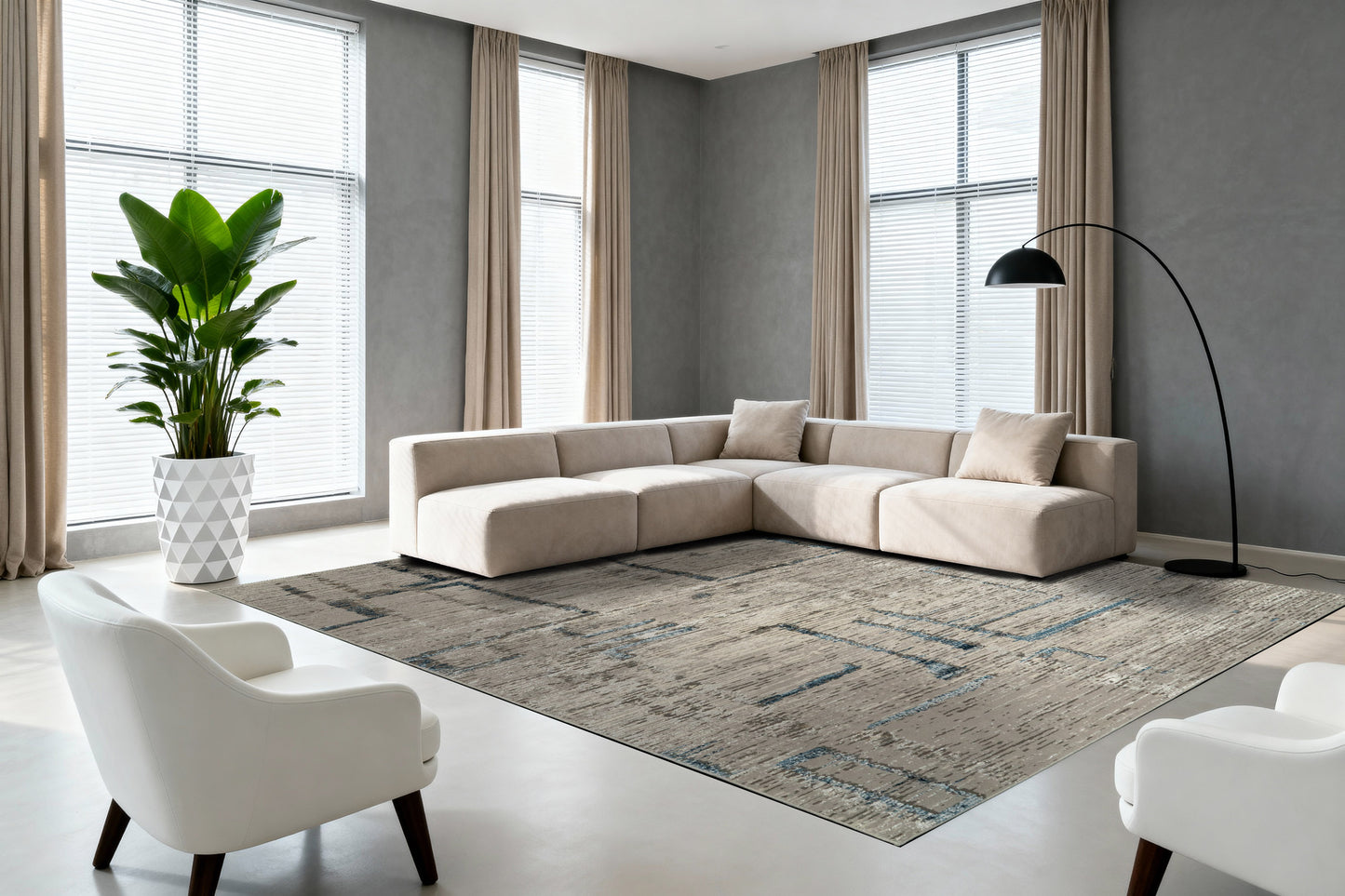 Safir 9288-815 Beige/Ivory/Blue Area Rug