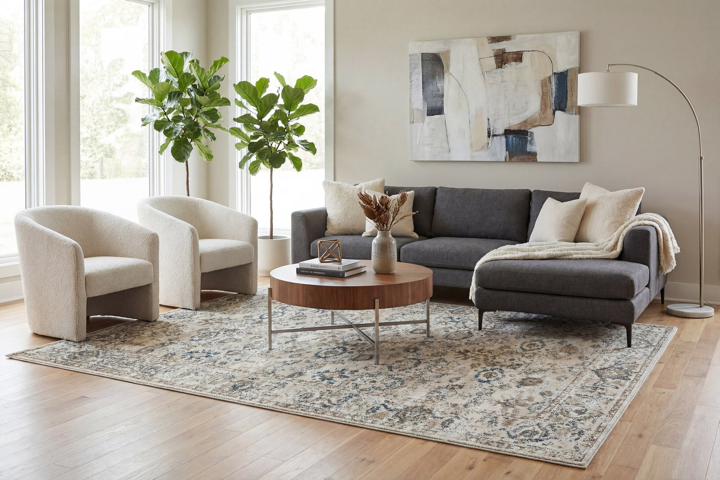 Venedik 17770-150 Cream/Blue Area Rug