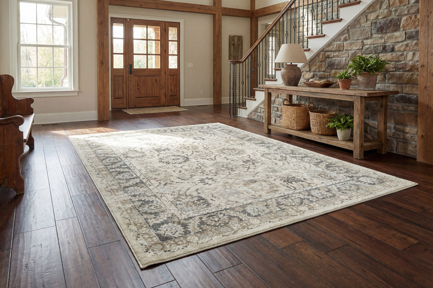 Venedik 17772-190 Cream/Grey Area Rug