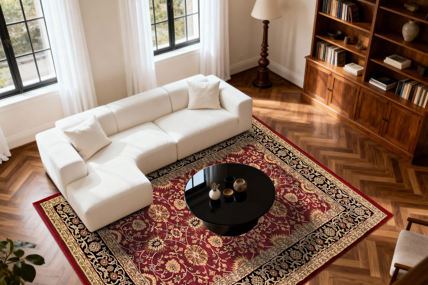 Yazd 2803-390 Red/Black Area Rug