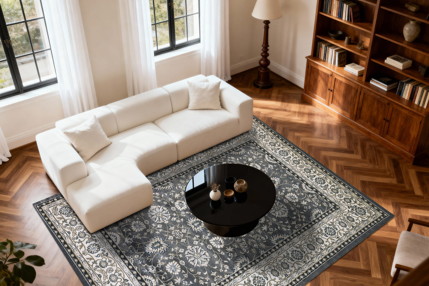 Yazd 2803-910 Grey/Ivory Area Rug