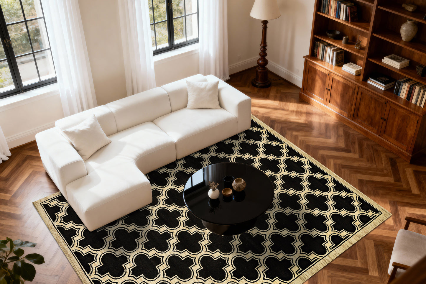 Yazd 2816-090 Black Area Rug