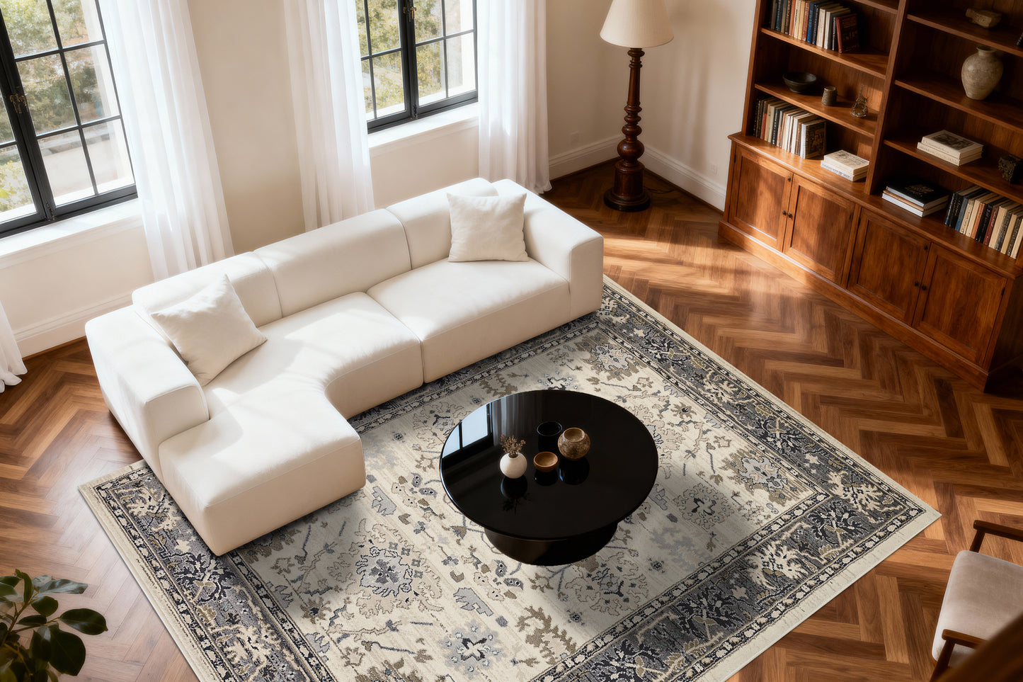 Yazd 8531-190 Ivory/Grey Area Rug