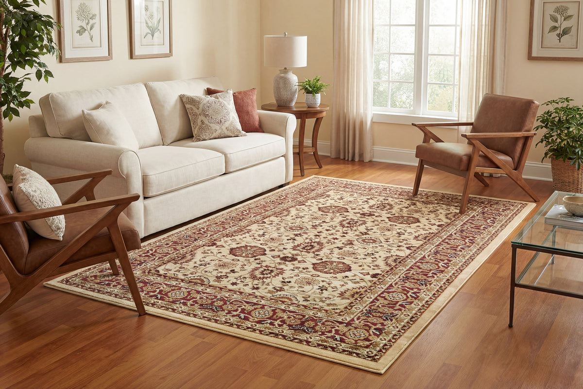 Yazd 2803-130 Cream/Red Area Rug