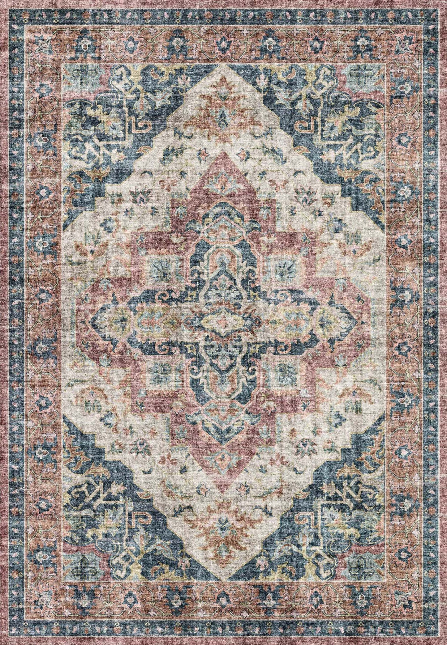 Elise 6306-305 Wine/Navy/Tan Area Rug