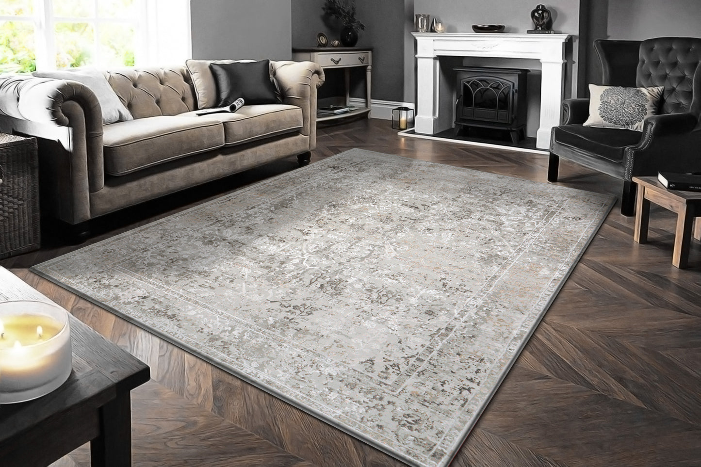 Renaissance 3150-197 Ivory/Grey/Rust Area Rug