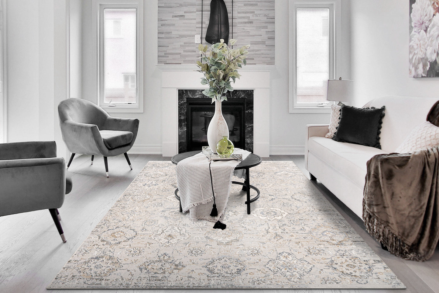 Marina 8057-190 White/Grey Area Rug
