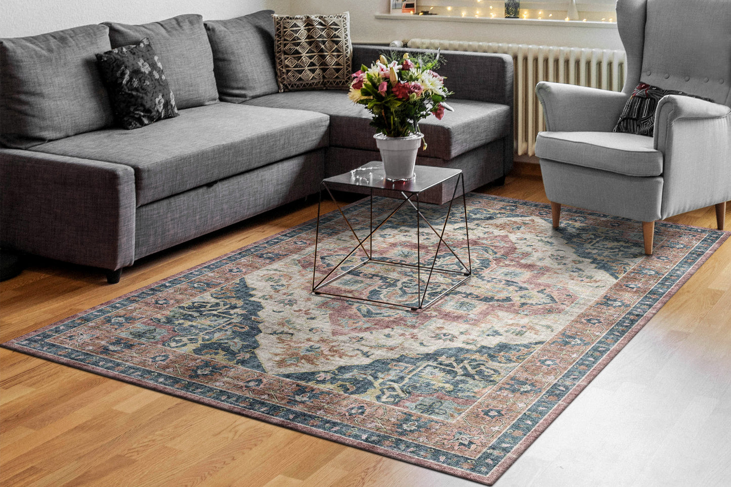 Elise 6306-305 Wine/Navy/Tan Area Rug