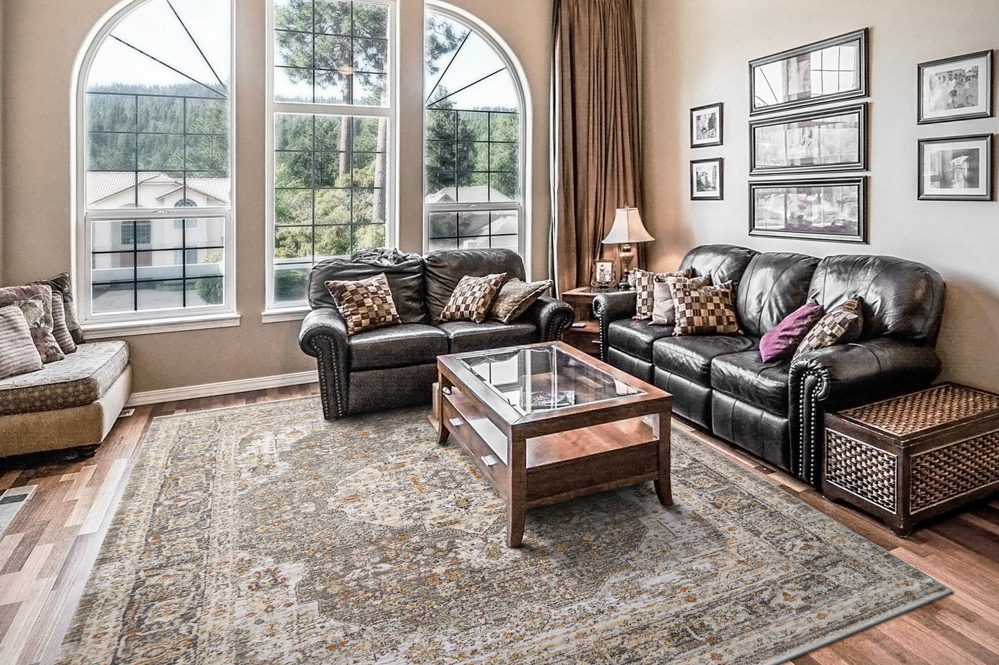 Rojin 4182-990 Grey/Dark Grey Area Rug