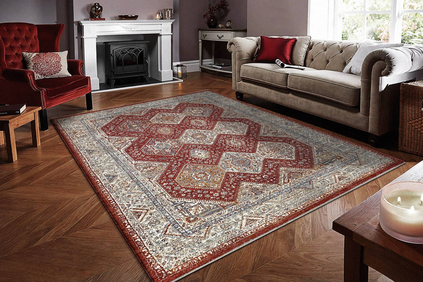 Dakota 6641-399 Red/Multi Area Rug