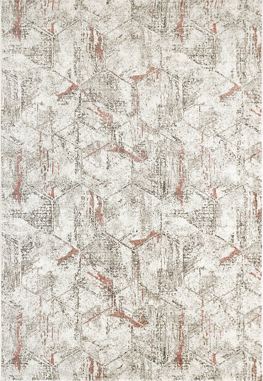 Avenue 3405-6111 Ivory/Grey/Red Area Rug
