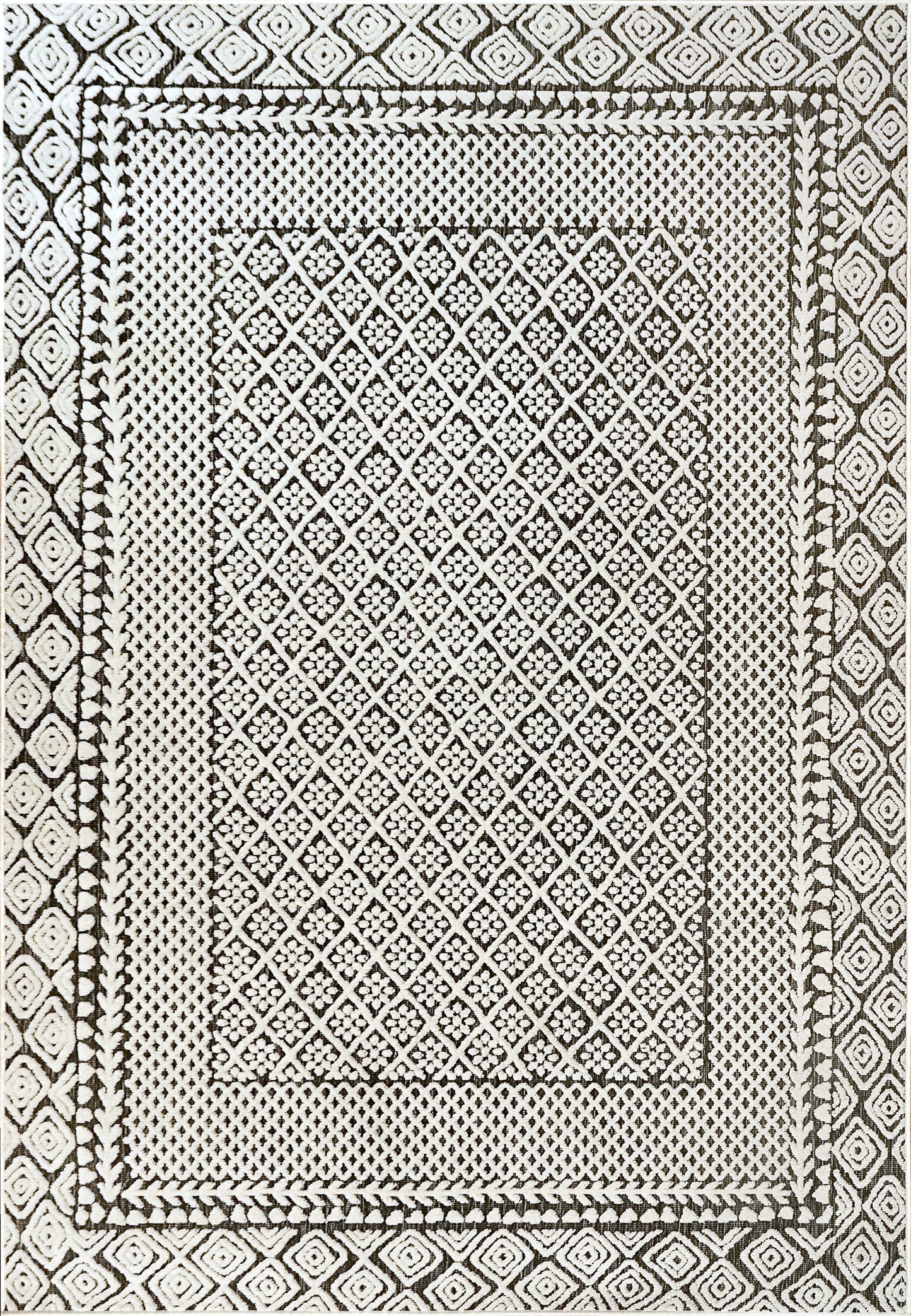 Lotus 8148-190 Ivory/Charcoal Area Rug