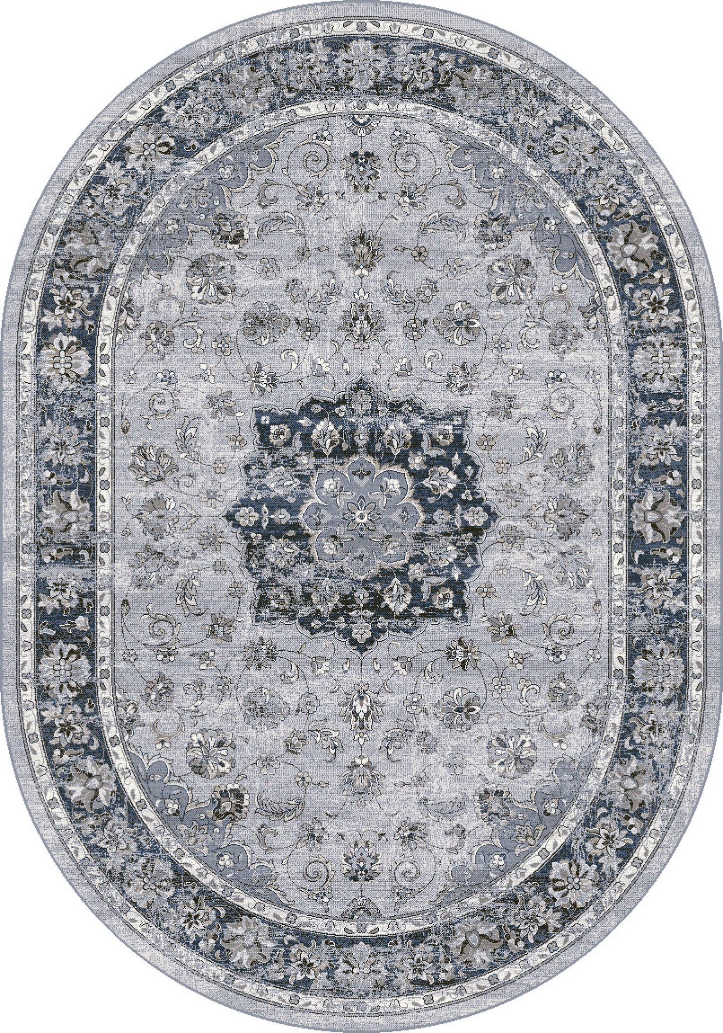 Ancient Garden 57559-9686 Silver/Blue Area Rug