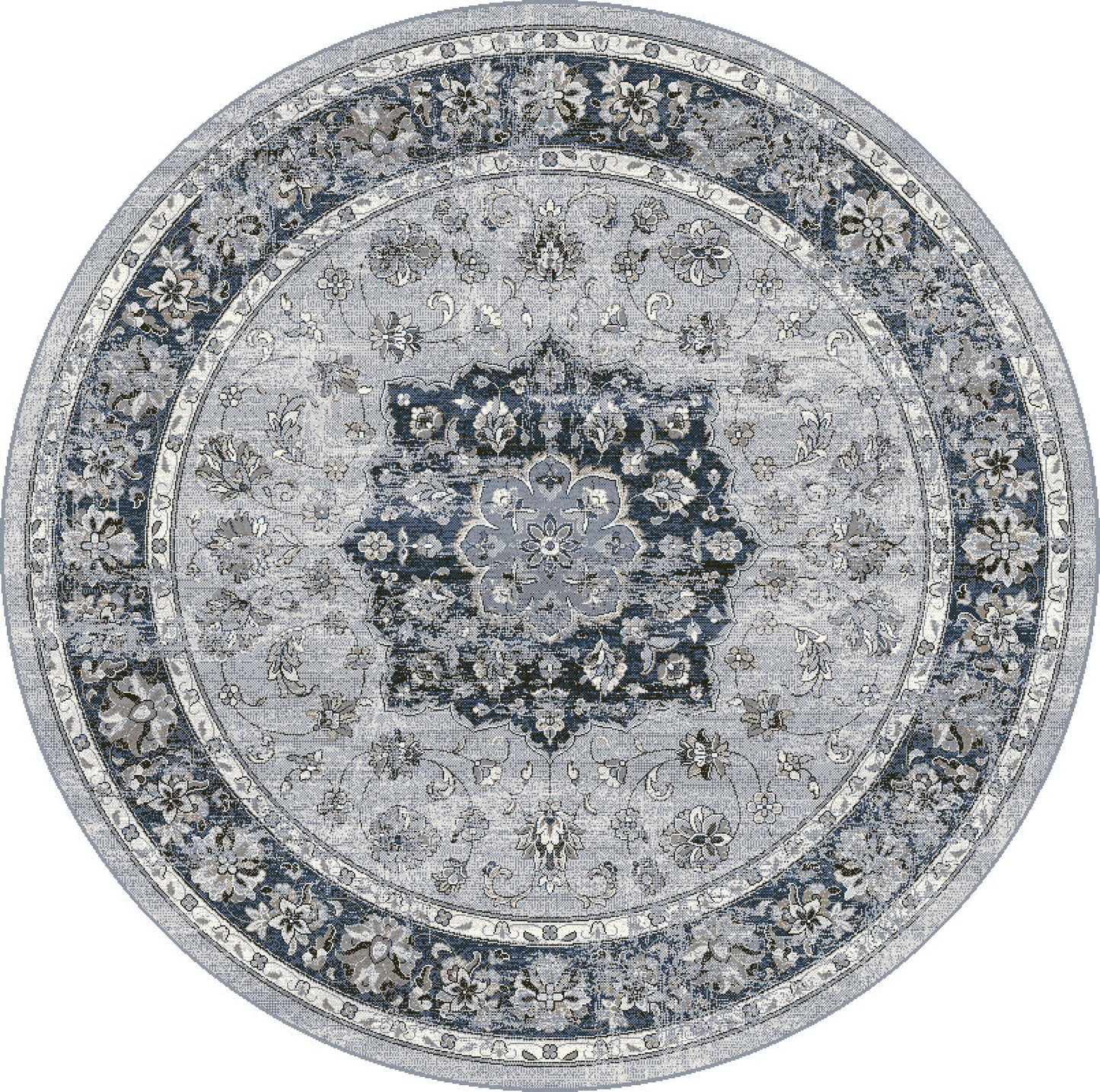 Ancient Garden 57559-9686 Silver/Blue Area Rug