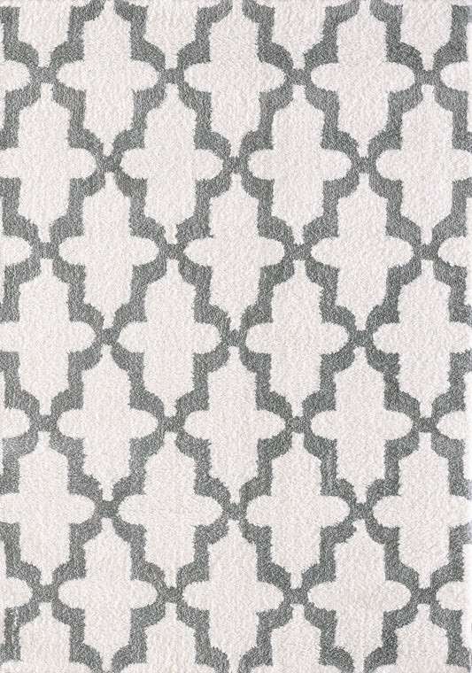 Silky Shag 5906-110 White/Silver Area Rug