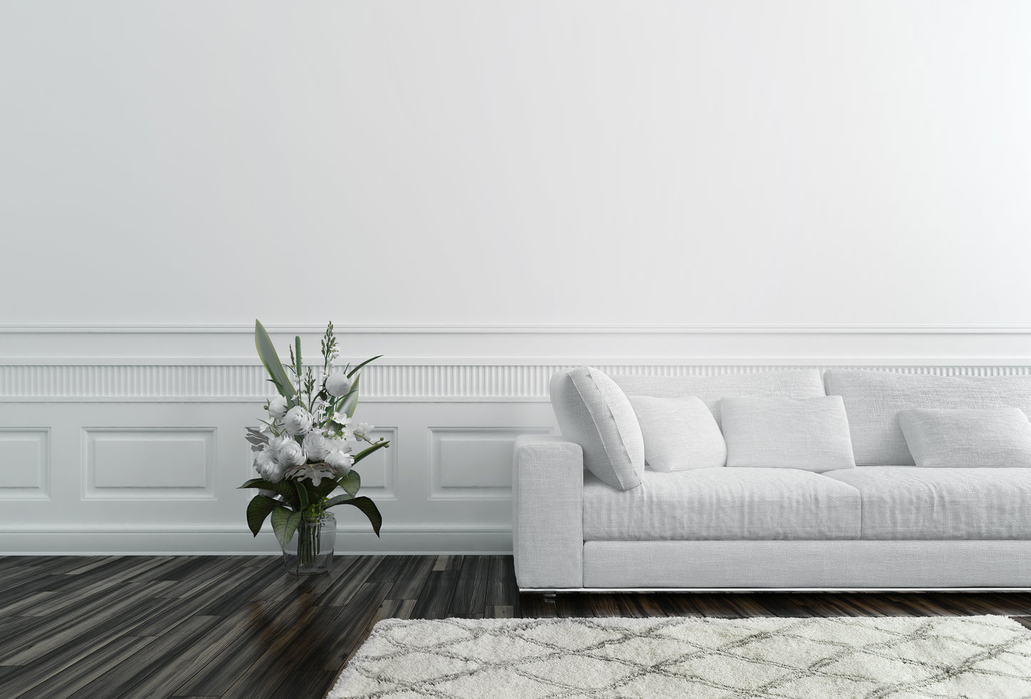 Nordic 7432-100 White/Silver Area Rug