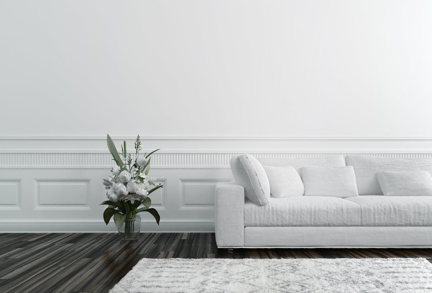 Nordic 7433-100 White/Silver Area Rug