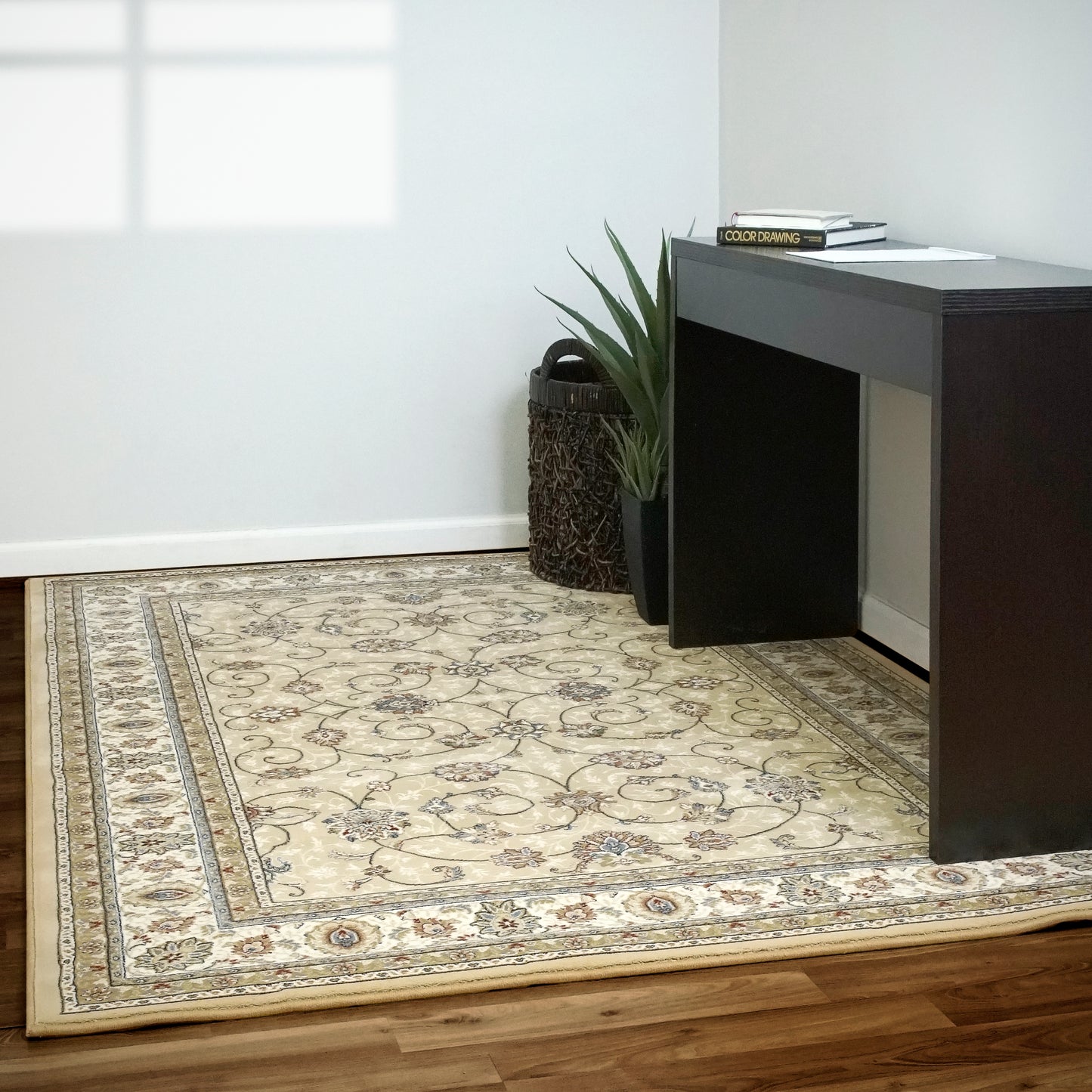 Ancient Garden 57120-2464 Light Gold/Ivory Area Rug