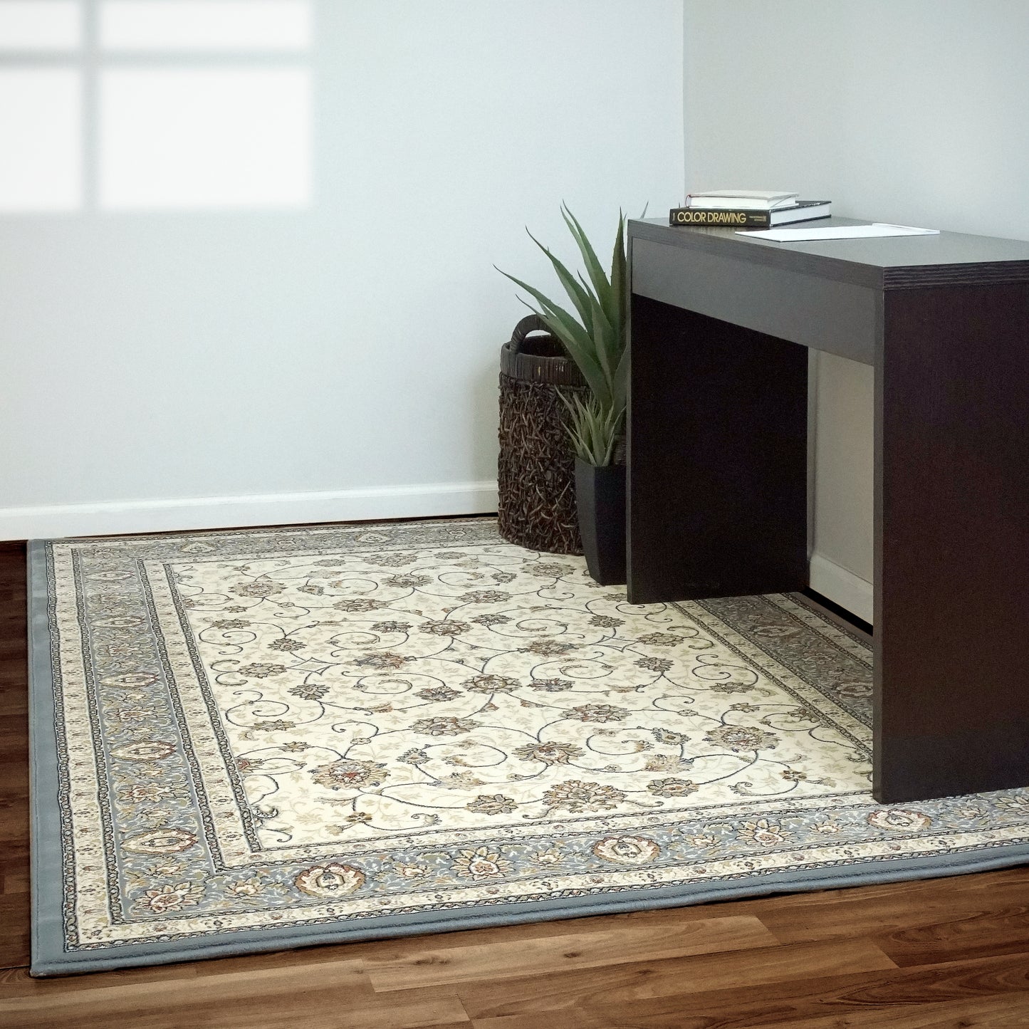 Ancient Garden 57120-6454 Ivory/Light Blue Area Rug