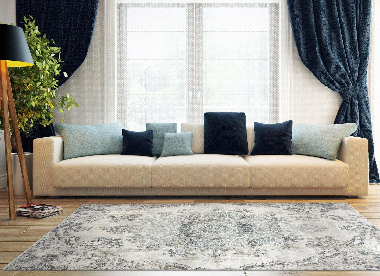 Castilla 3558-950 Grey/Blue Area Rug