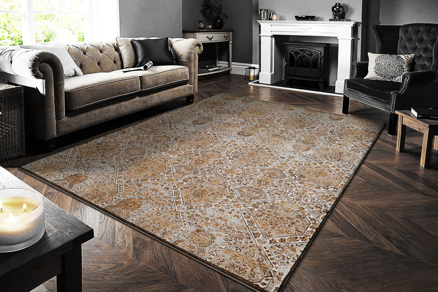 Cullen 5700-508 Blue/Beige Area Rug