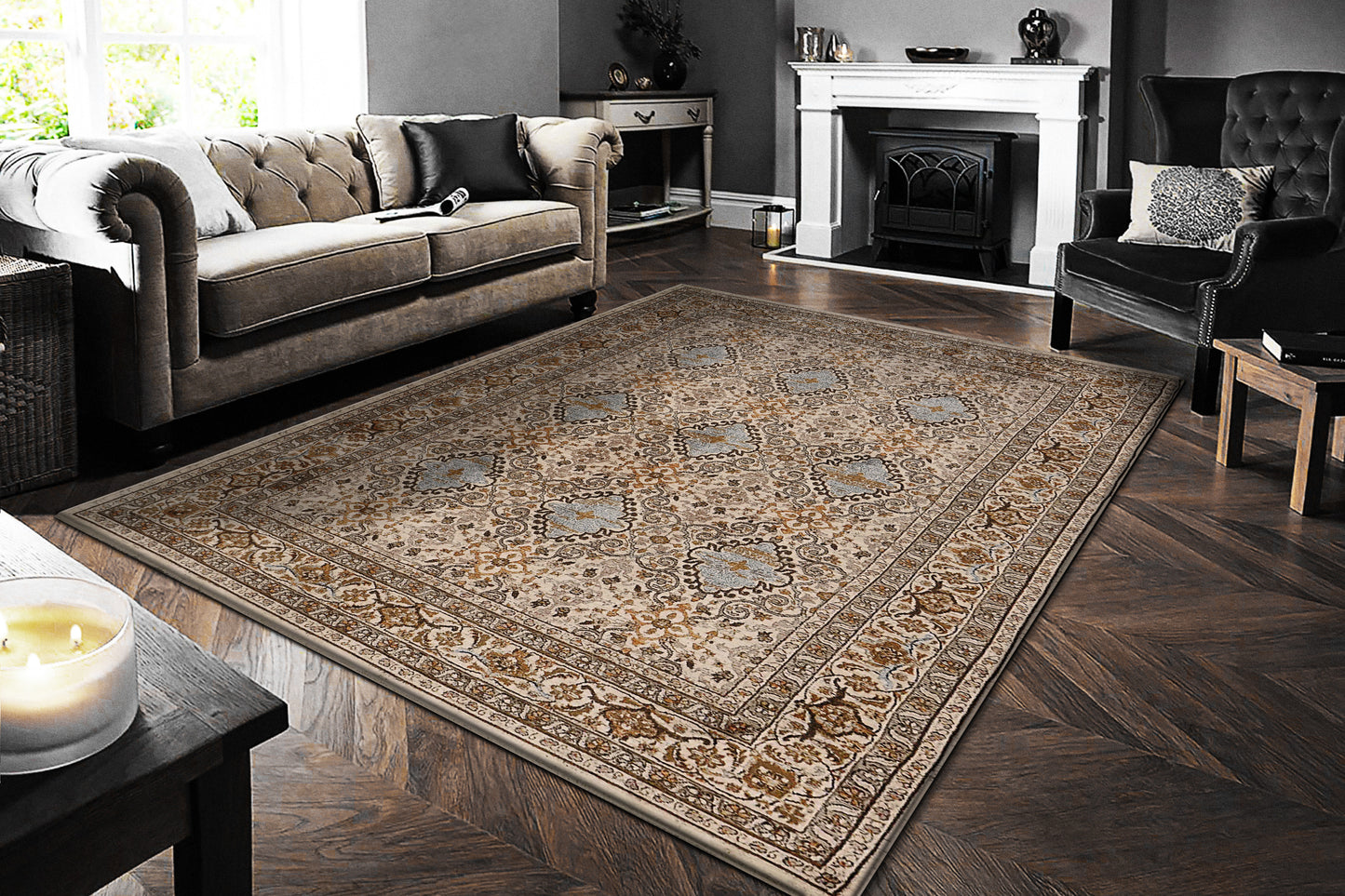 Cullen 5703-805 Beige/Blue Area Rug