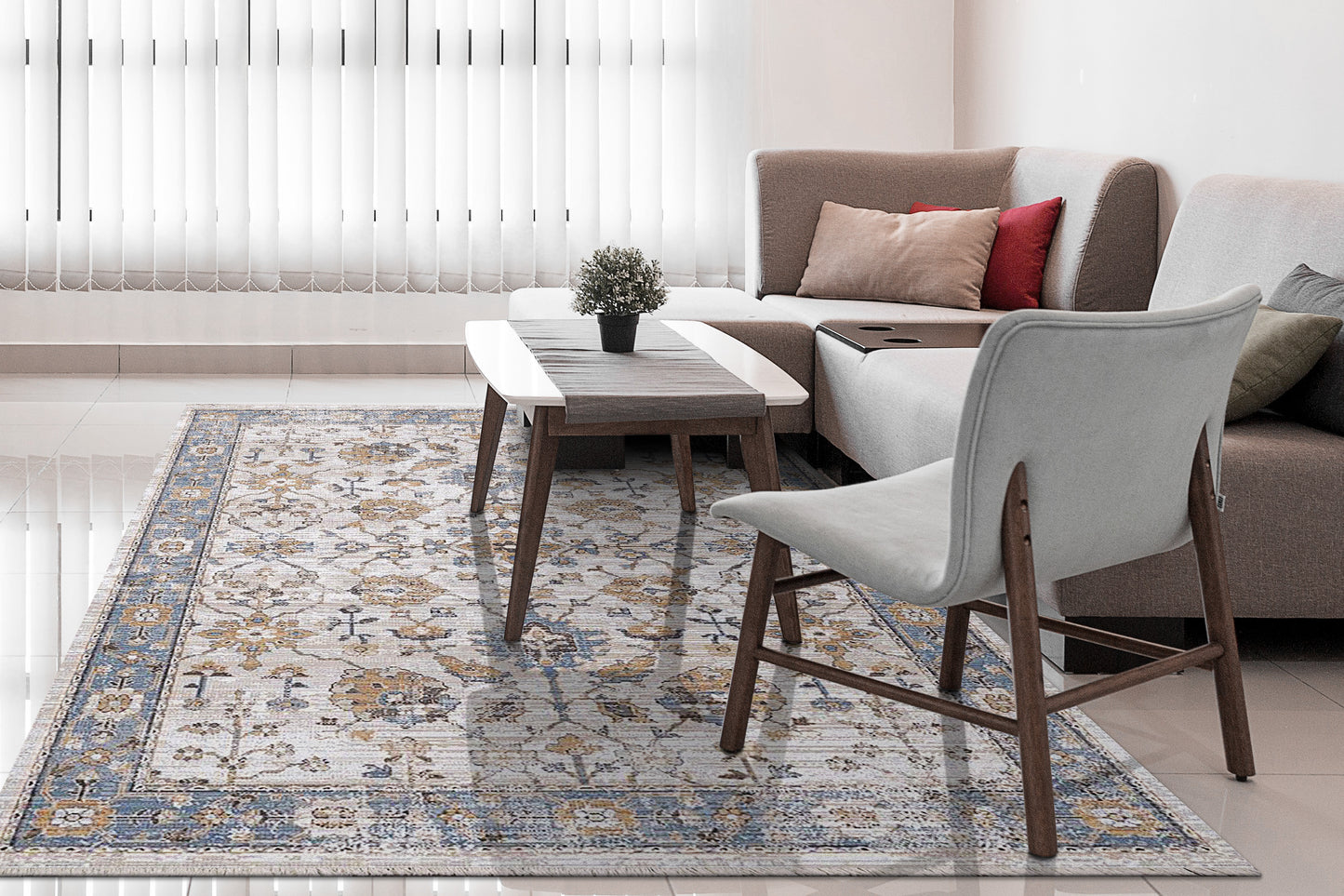 Jazz 6790-875 Beige/Soft Ochre/Blue Area Rug
