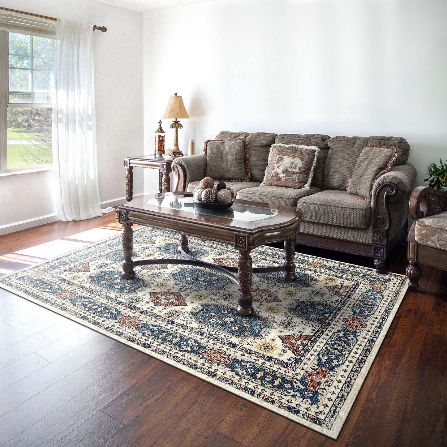 Jupiter 3108-859 Beige/Navy/Multi Area Rug