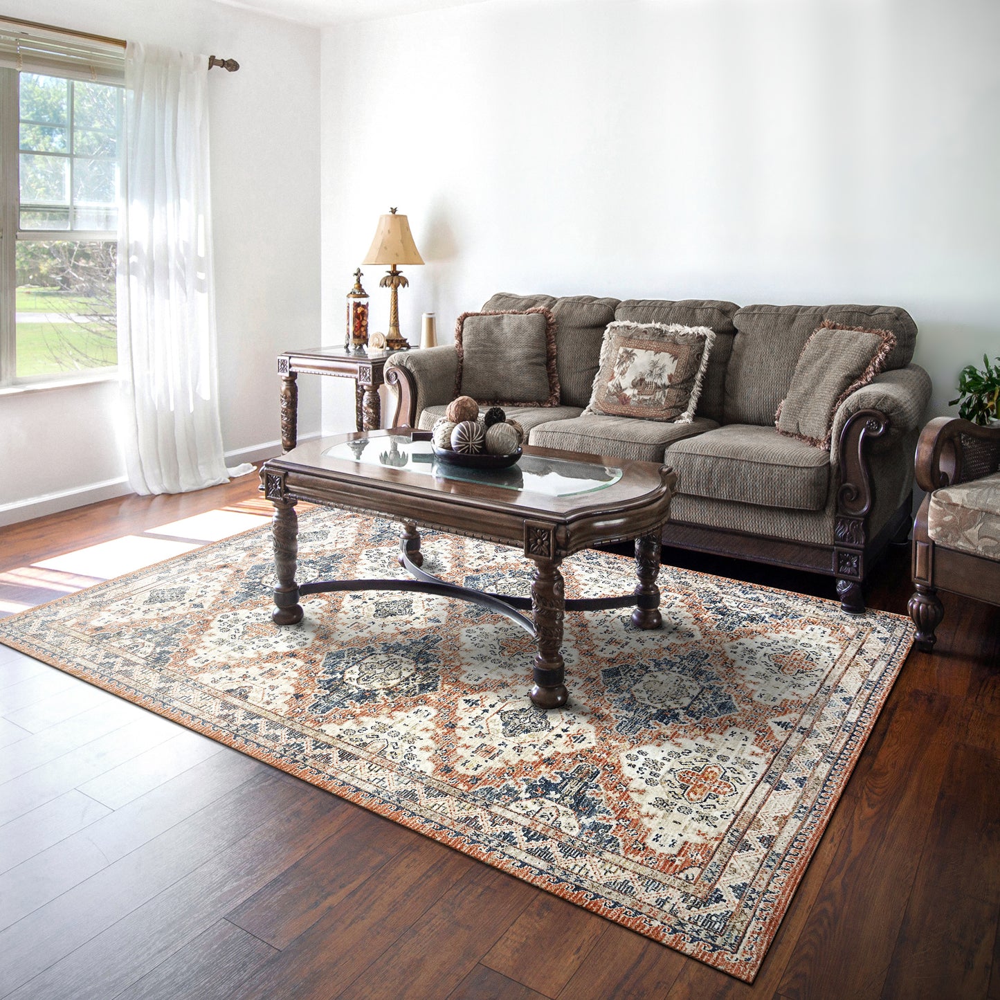 Jupiter 3109-358 Beige/Navy/Copper Area Rug