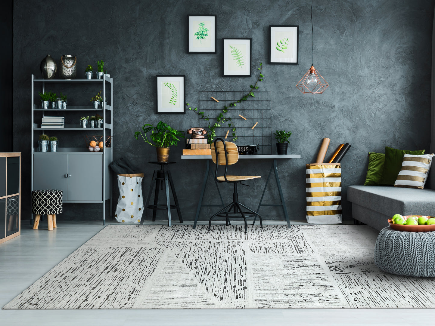 Lotus 8145-190 Ivory/Grey Area Rug