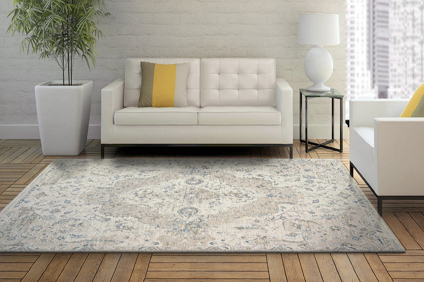 Opulus 4312-897 Beige/Grey/Gold Area Rug